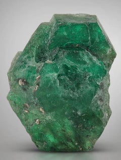 9 Gram Green Emerald Tabular Crystal With Golden Pyrite From Pakistan
