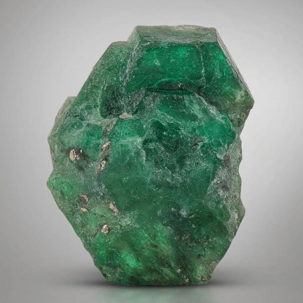 Pakistani 9 Gram Green Emerald Tabular Crystal With Golden Pyrite From Pakistan For Sale