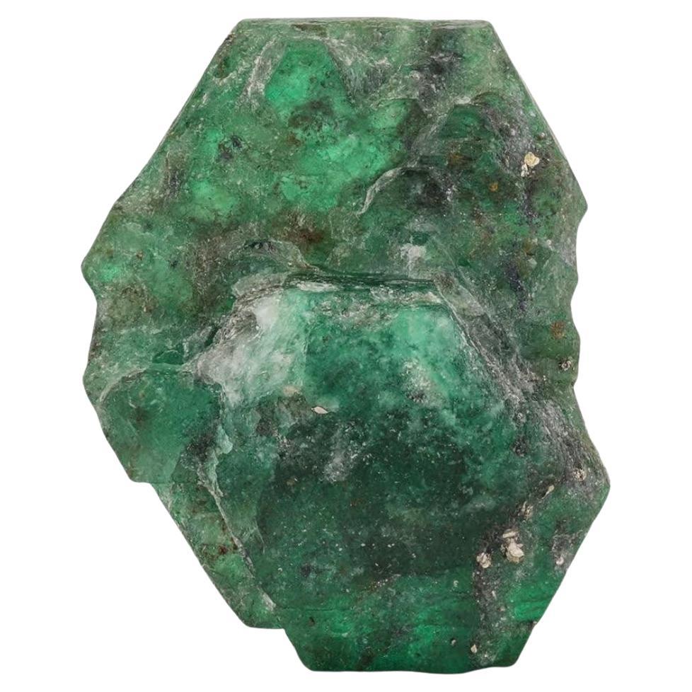 9 Gram Green Emerald Tabular Crystal With Golden Pyrite From Pakistan For Sale