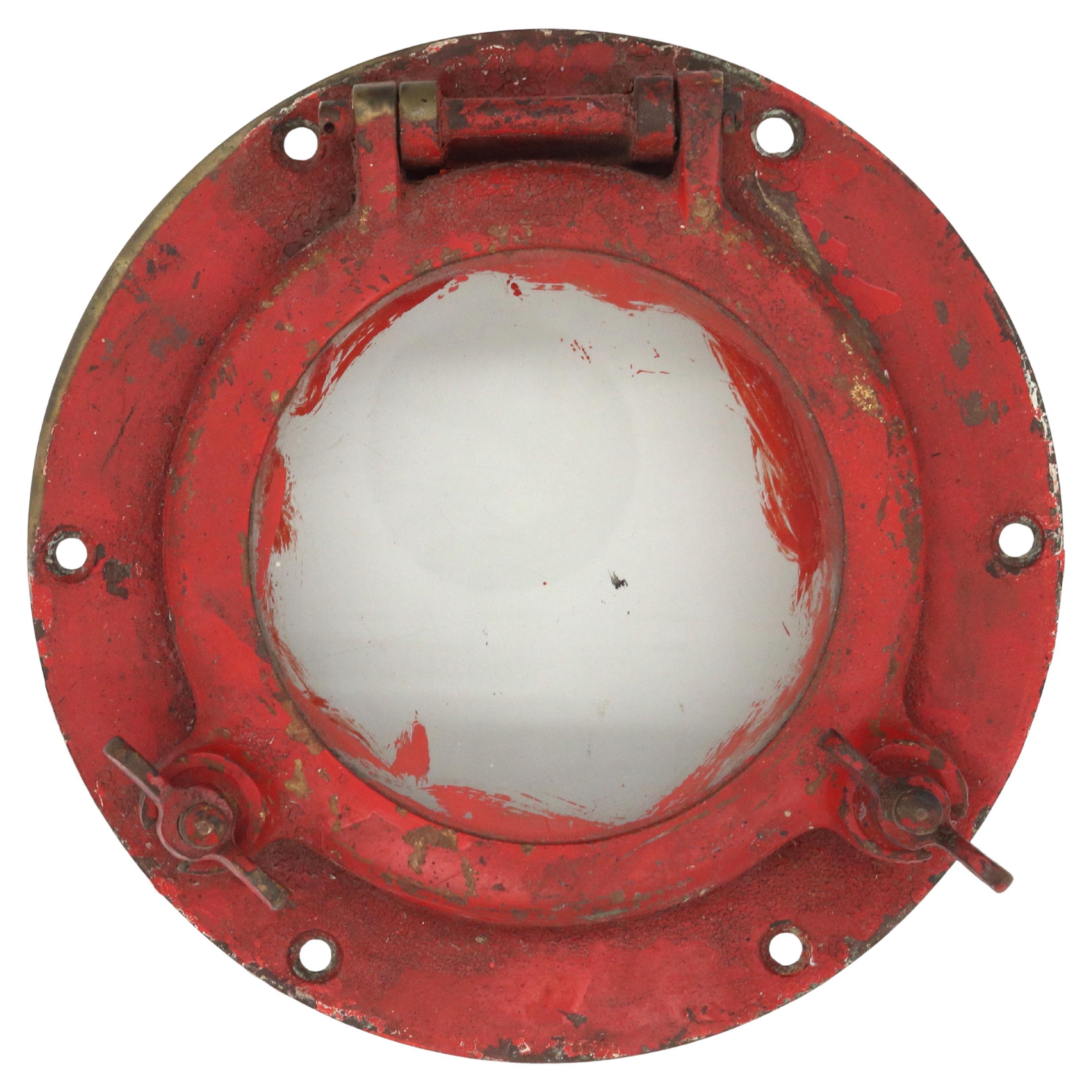 9 in. Nautical Red Brass Round Boat Porthole Window