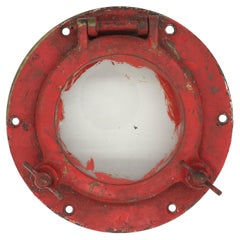 9 in. Nautical Red Brass Round Boat Porthole Window