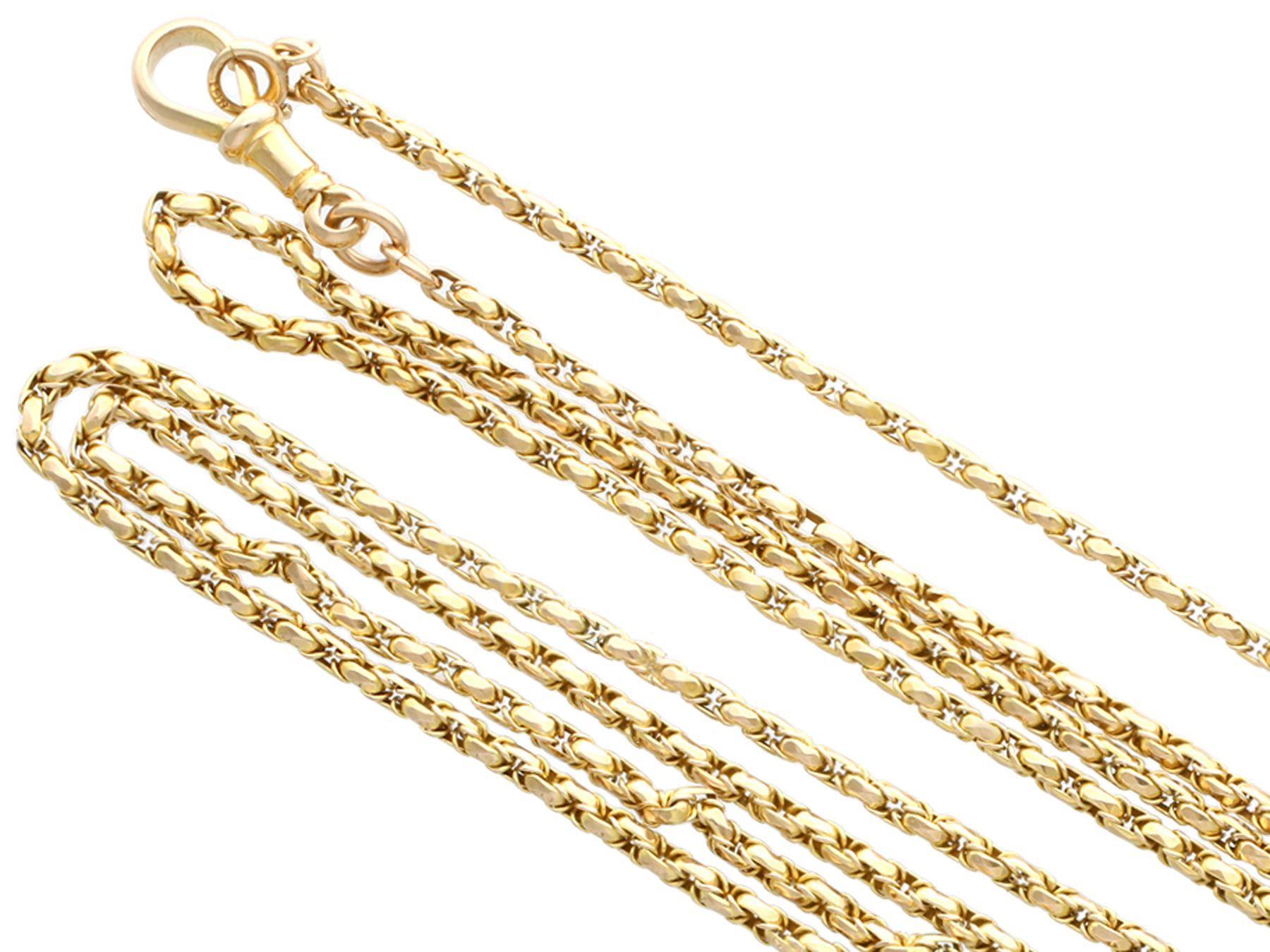 Antique 9 Karat Yellow Gold Longuard / Watch Chain Circa 1890 In Excellent Condition In Jesmond, Newcastle Upon Tyne