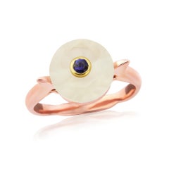 MAIKO NAGAYAMA Sapphire and White Chalcedony 9K British Rose Gold Cocktail Ring