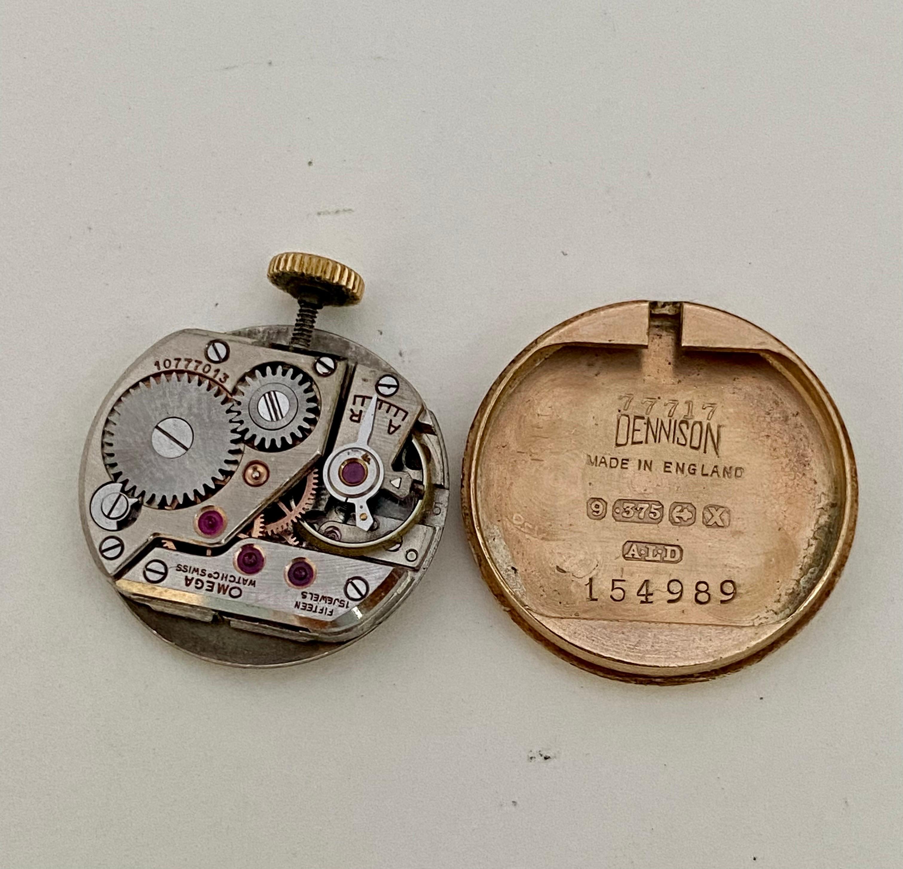 9 Karat Gold 1940's Ladies Omega Mechanical Watch For Sale 5