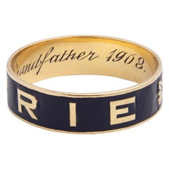 Anello a lutto "MEMORIE" in oro 9 carati e smalto nero