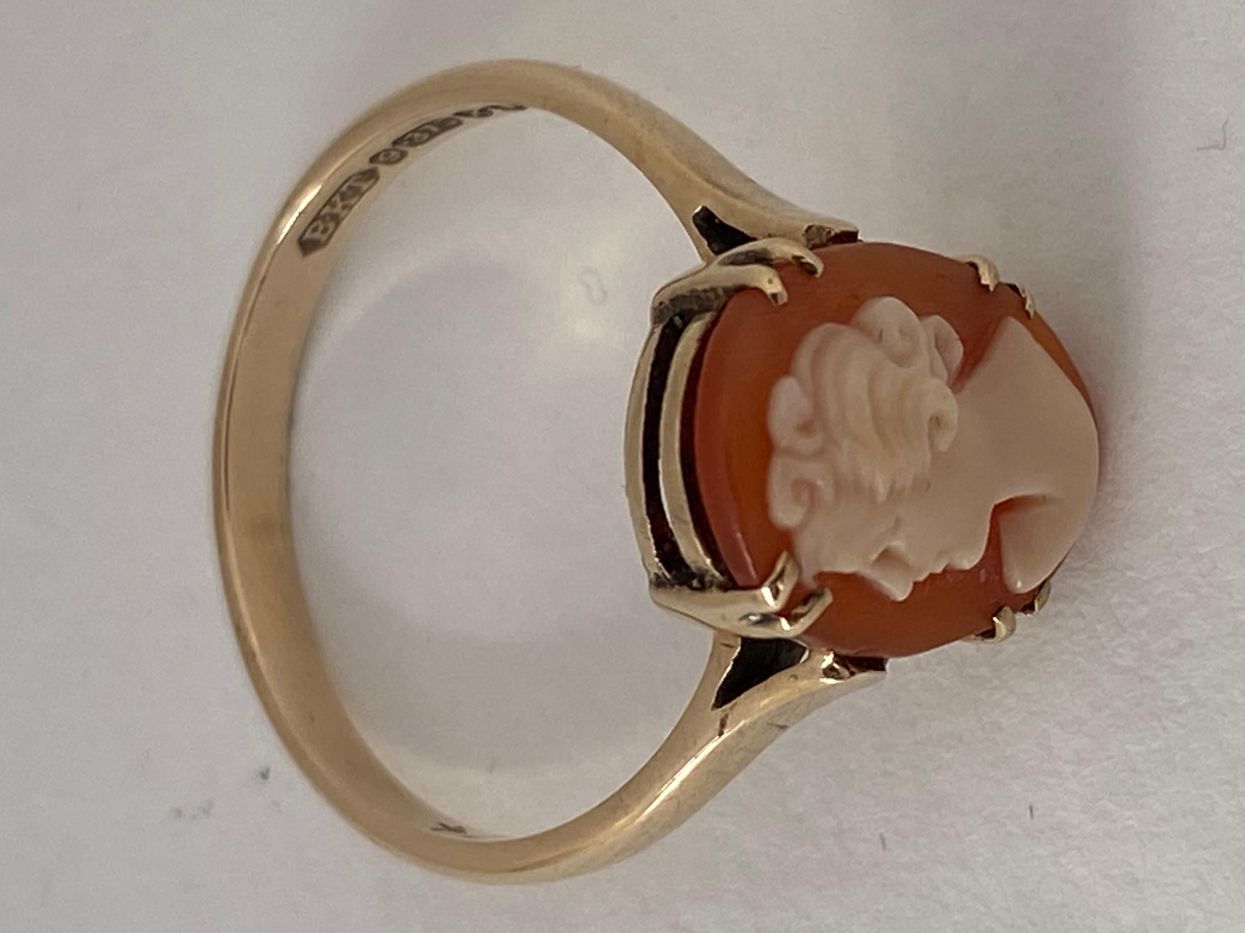 9 Karat Gold Cameo Ring For Sale 6