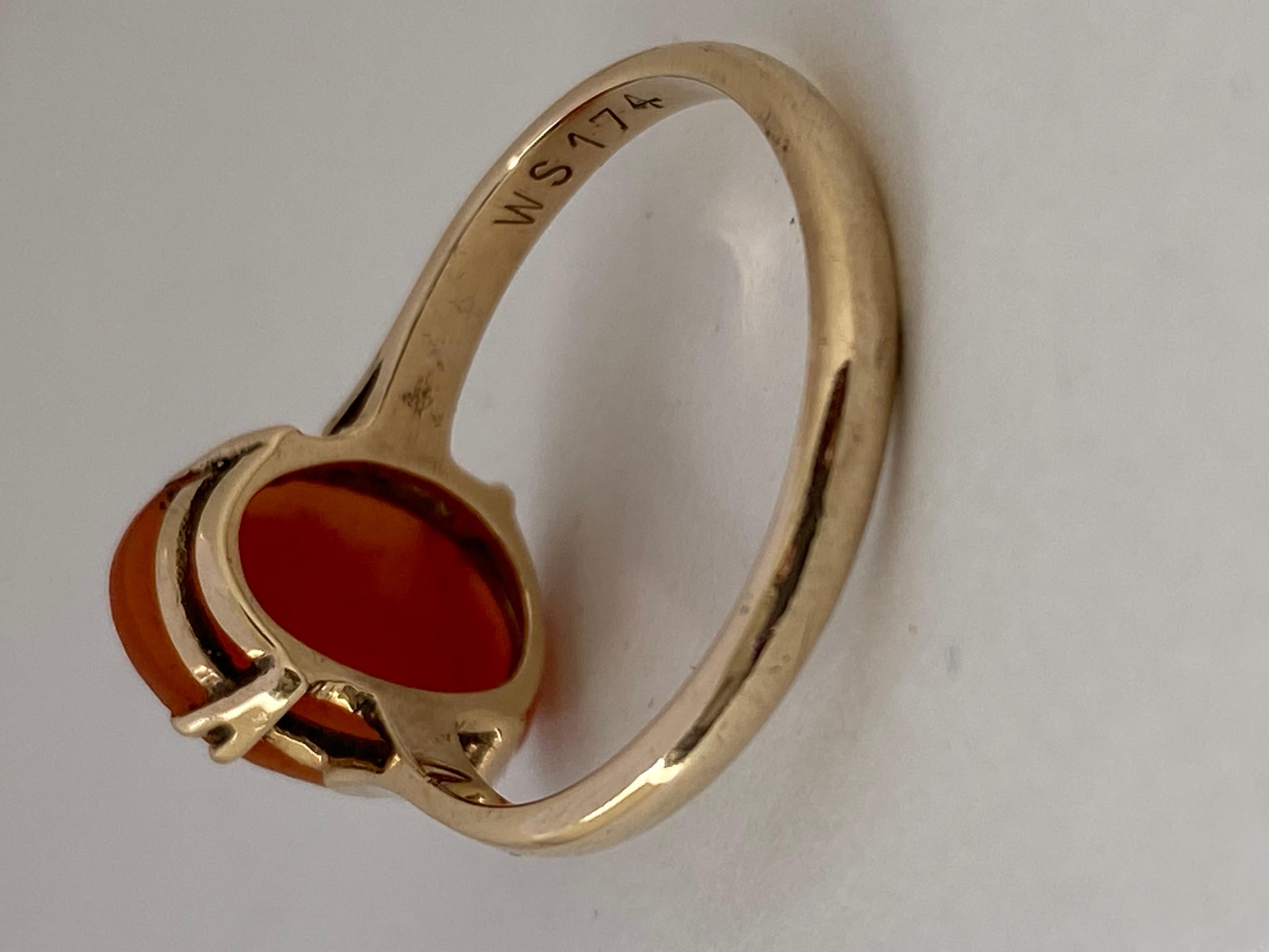 9 Karat Gold Cameo Ring For Sale 7