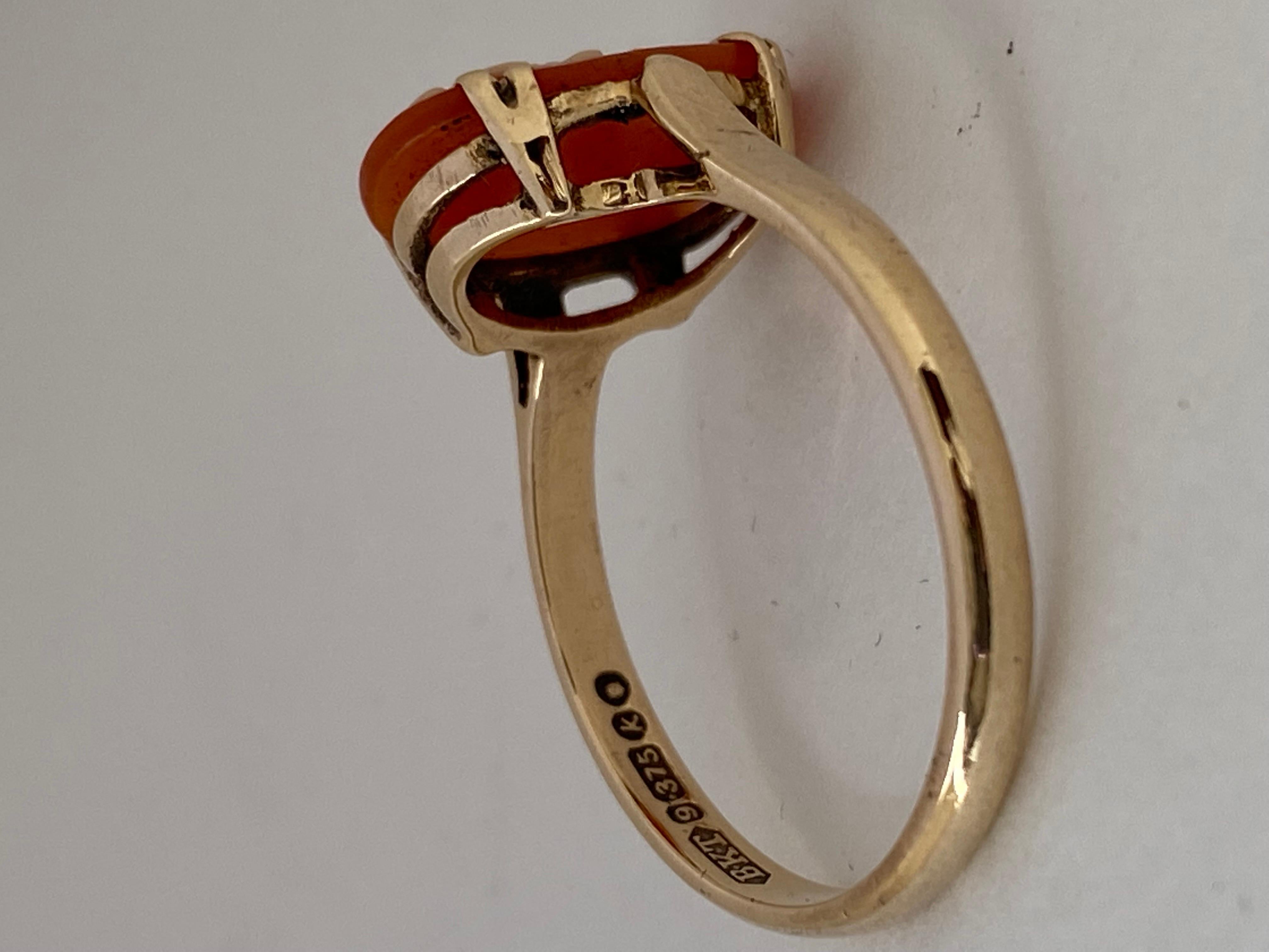 9 Karat Gold Cameo Ring For Sale 1