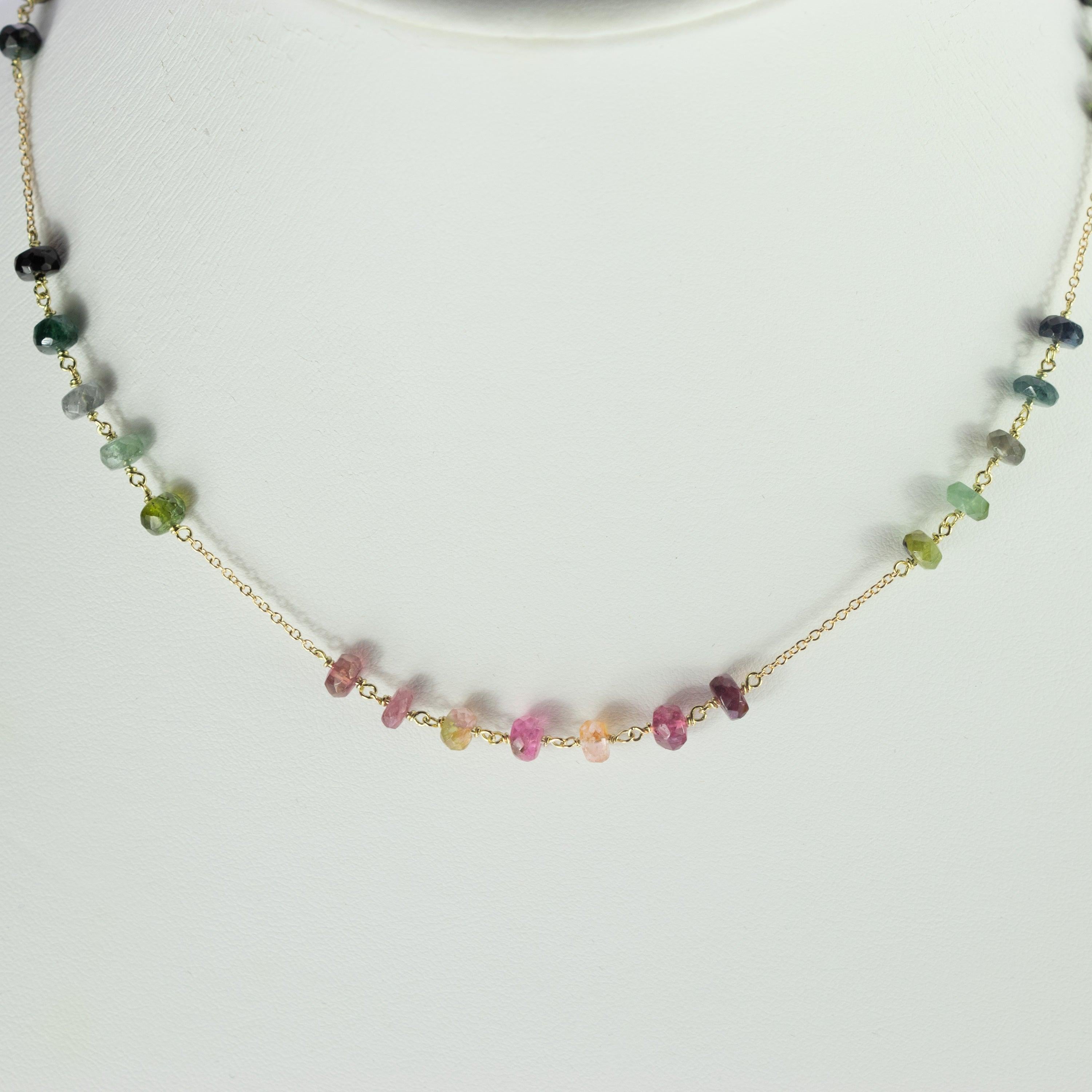 Femenino o masculino Cadena de Oro de 9 Kilates Tourmaline Rondelles Pendientes Collar Pulsera Chic Set en venta