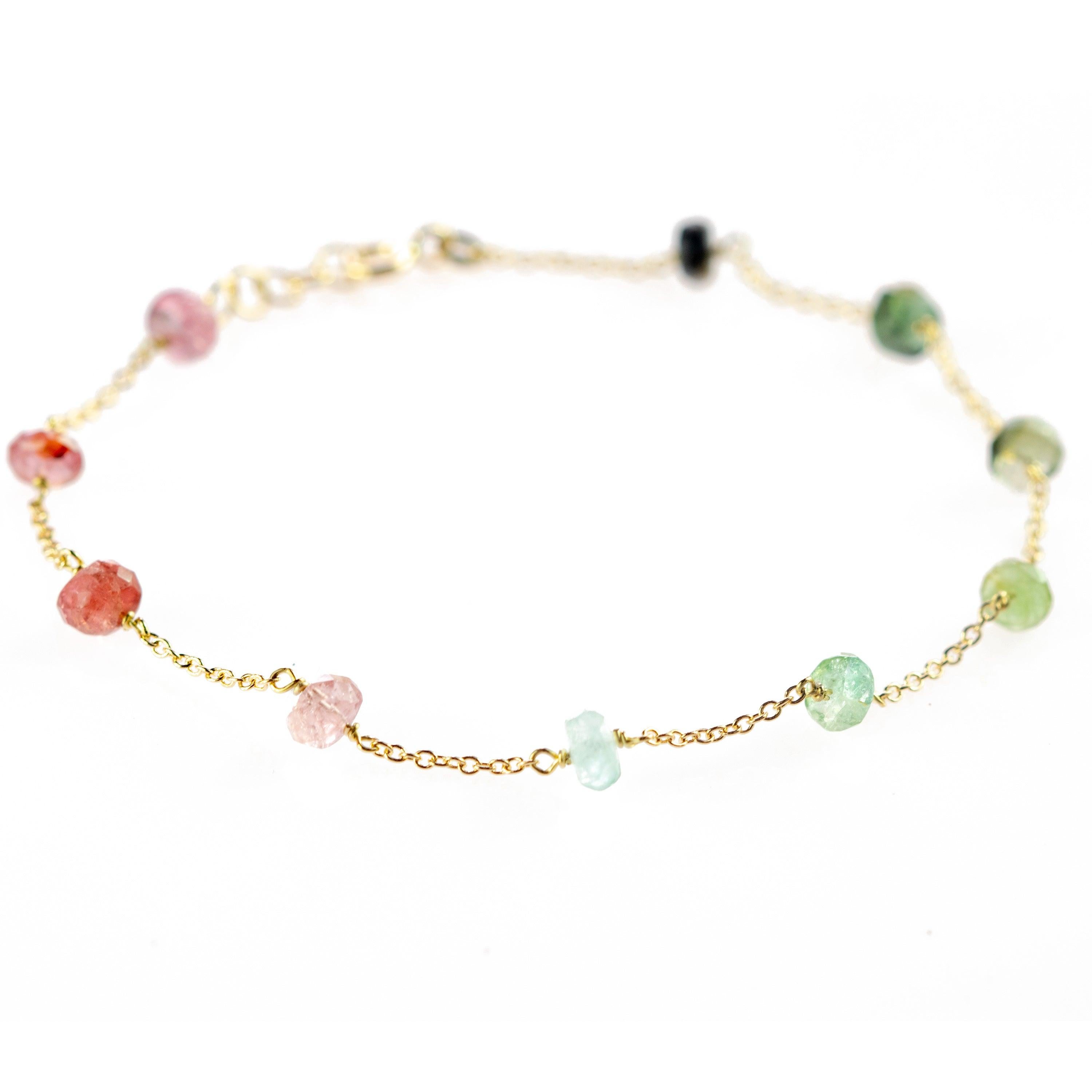 Cadena de Oro de 9 Kilates Tourmaline Rondelles Pendientes Collar Pulsera Chic Set en venta 2