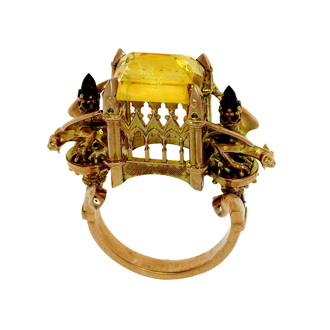 William Llewellyn Griffiths 9 Karat Gold Citrin Euphoric Triumph Kathedrale Ring