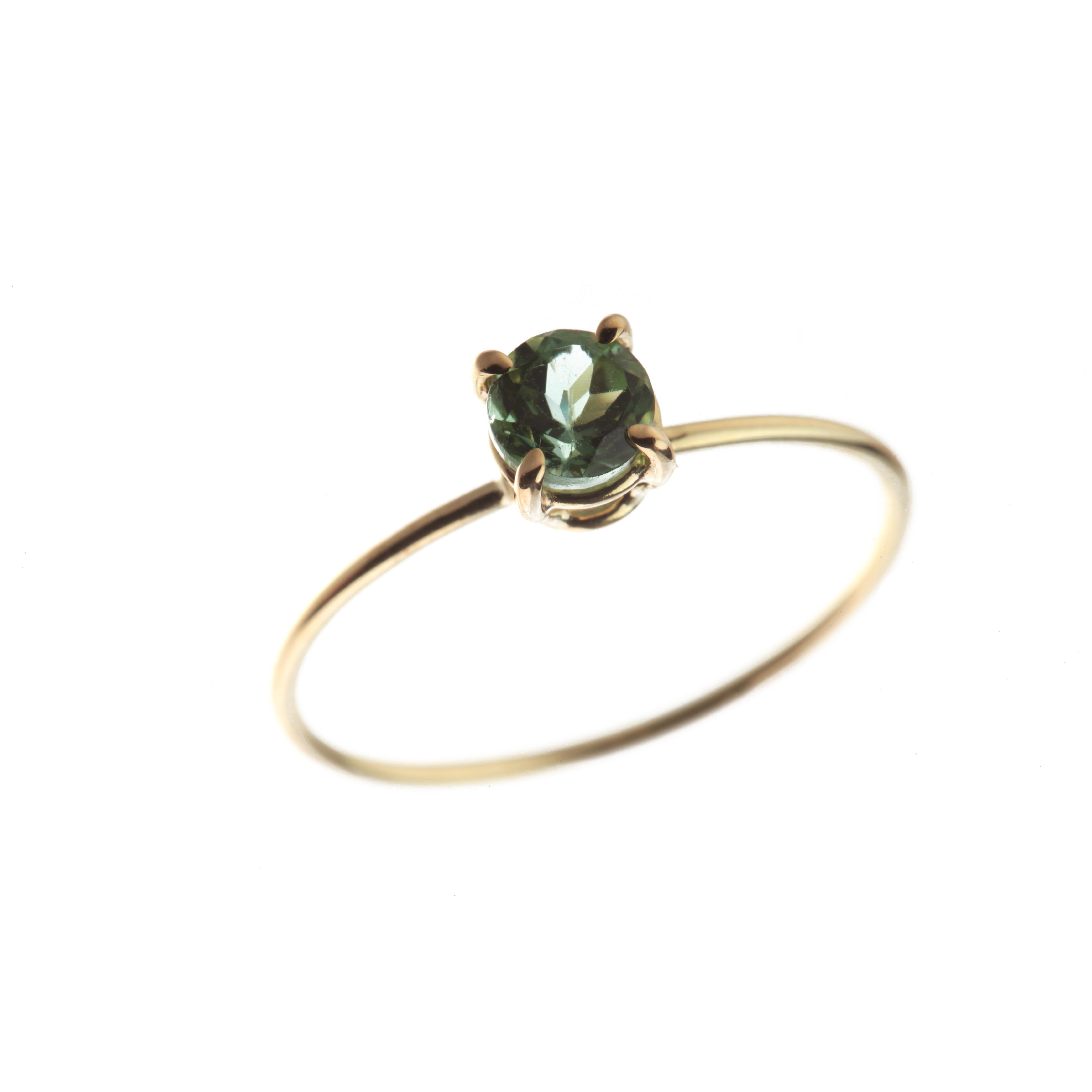 Anello in oro 9 carati con tormalina verde scuro, fatto a mano, Cocktail Chic e Moderno in vendita 3