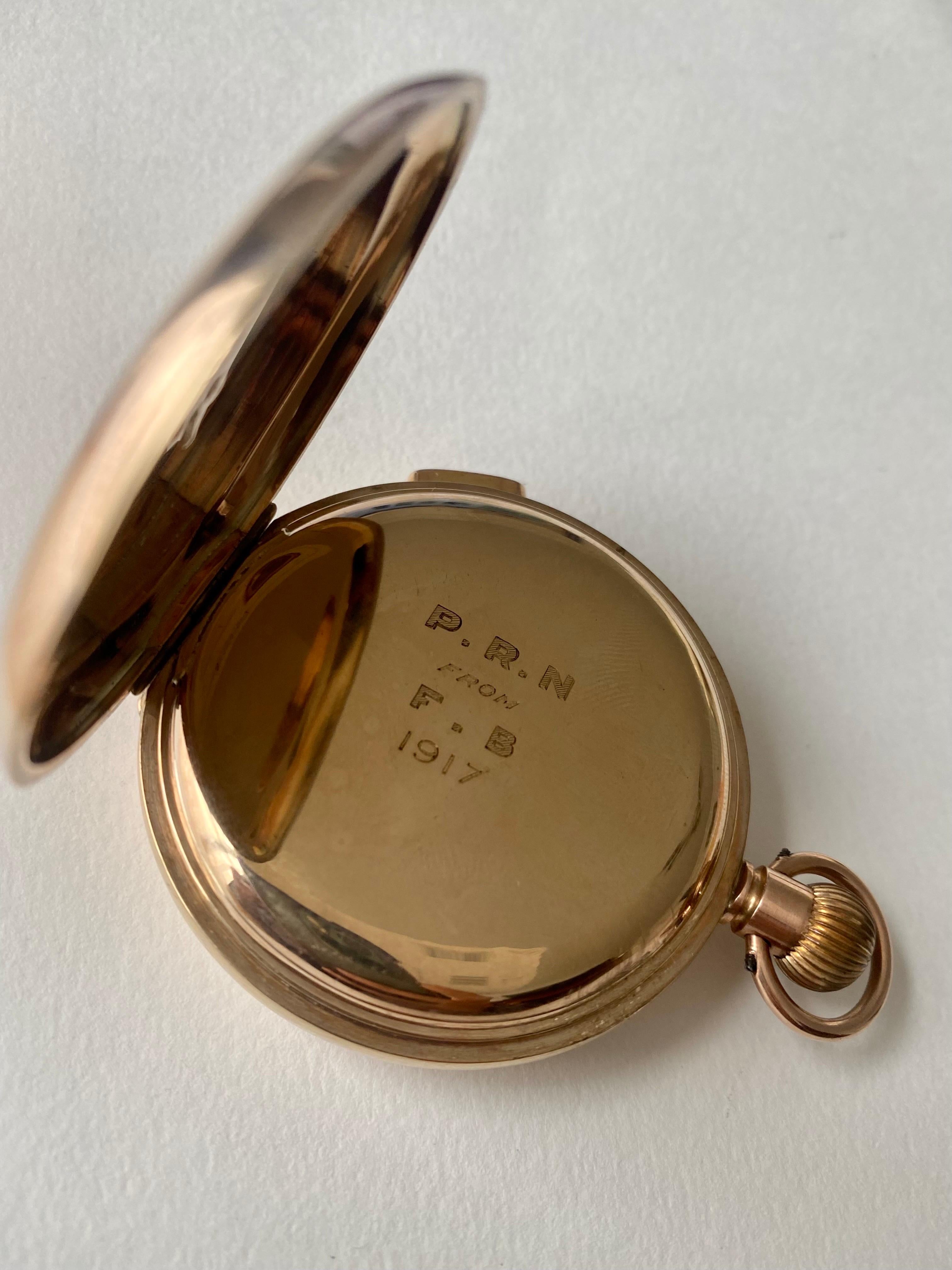 9 Karat Gold Full Hunter Quarter Repeater Pocket Watch Signed the Vigilant Watch For Sale 7