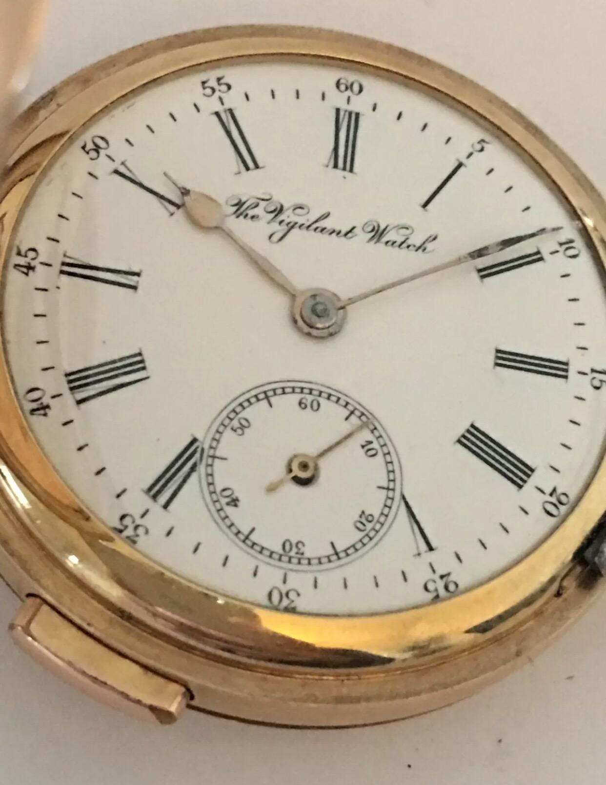 9 Karat Gold Full Hunter Quarter Repeater Pocket Watch Signed the Vigilant Watch In Good Condition For Sale In Carlisle, GB