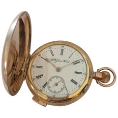 9 Karat Gold Full Hunter Quarter Repeater Pocket Watch Signed the Vigilant Watch