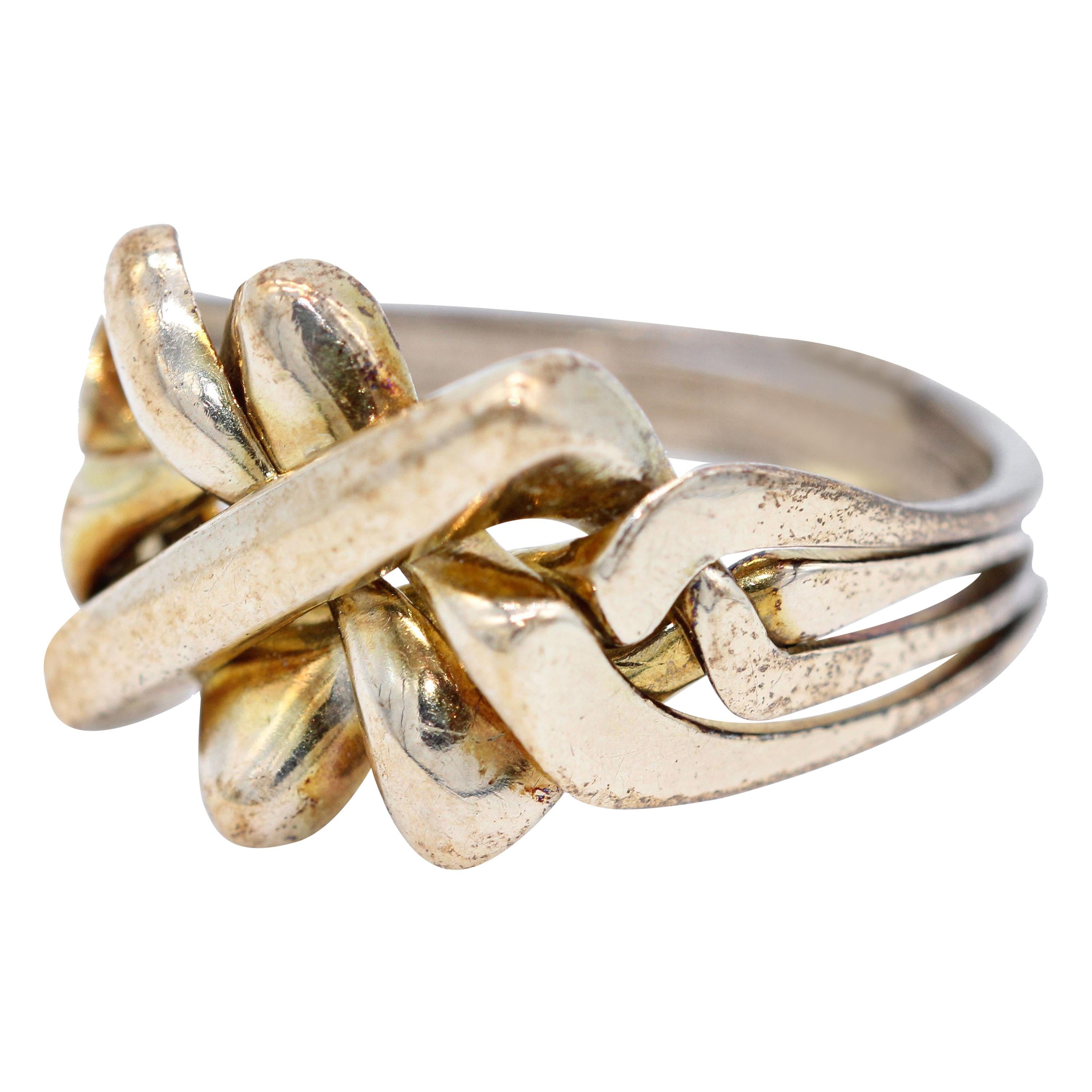 9 Kt Gold Gentleman's Four Strand Puzzle Ring