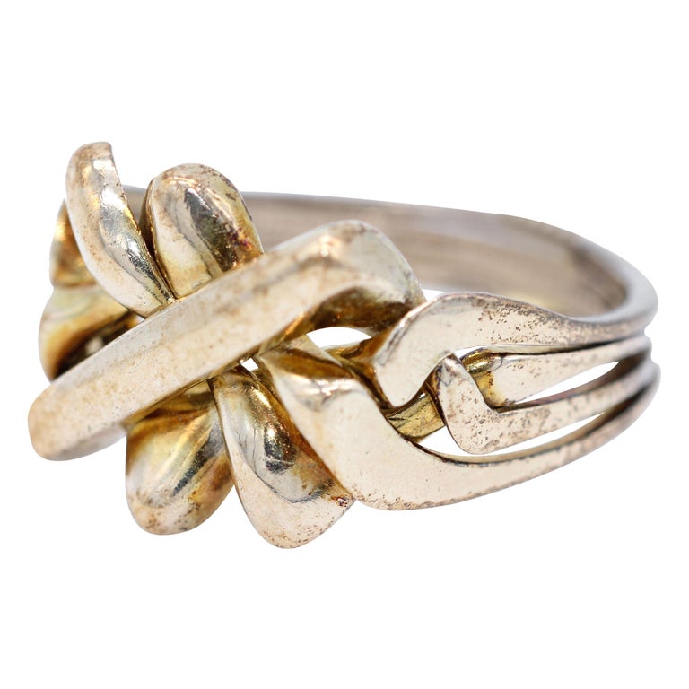 9 Kt Gold Gentleman's Four Strand Puzzle Ring at 1stDibs