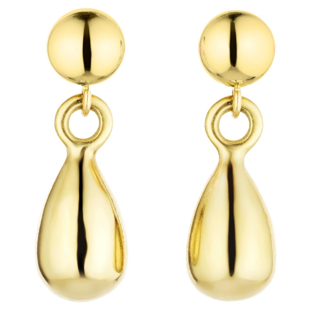 9 Karat Gold Mini Teardrop Stud Earrings For Sale