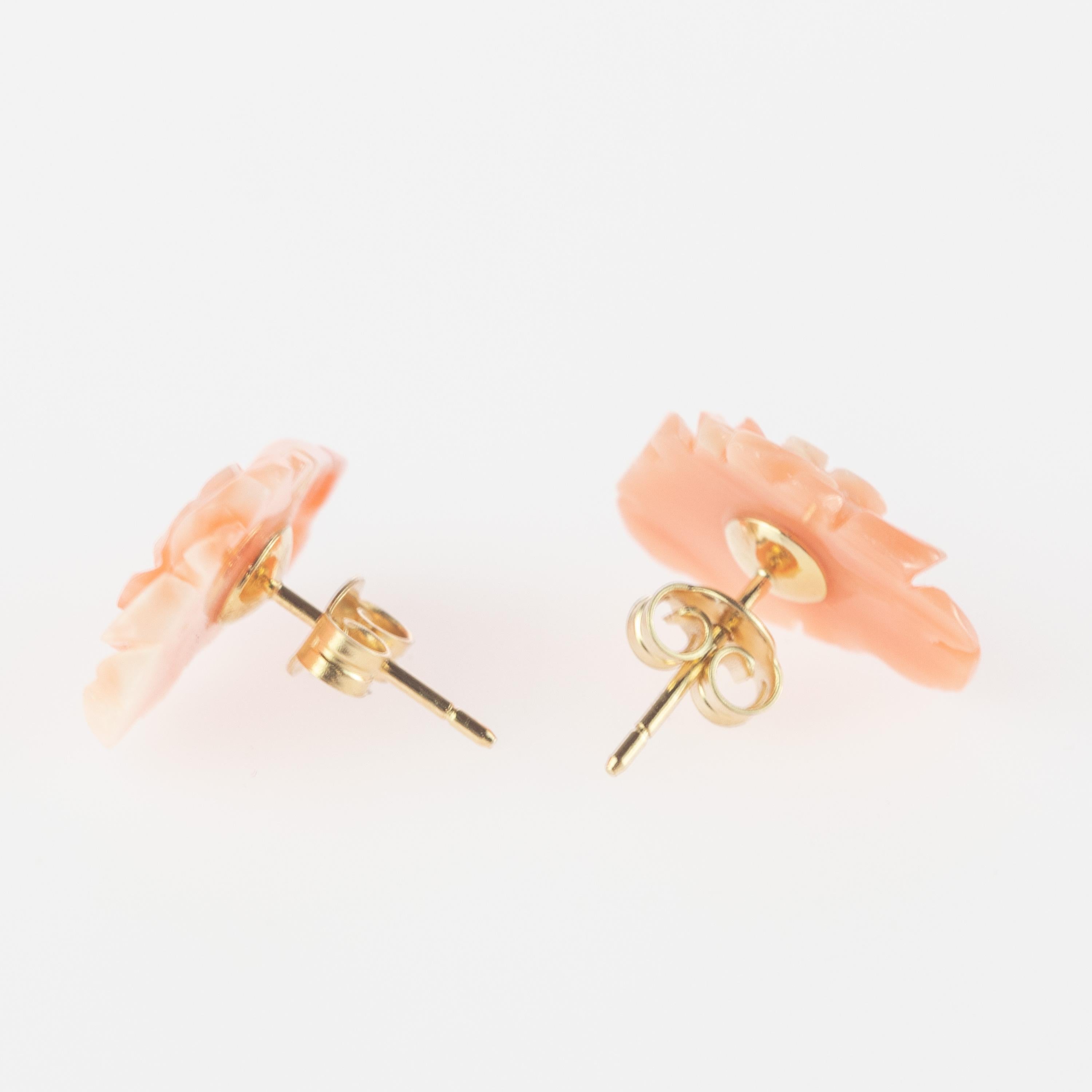 coral flower earrings