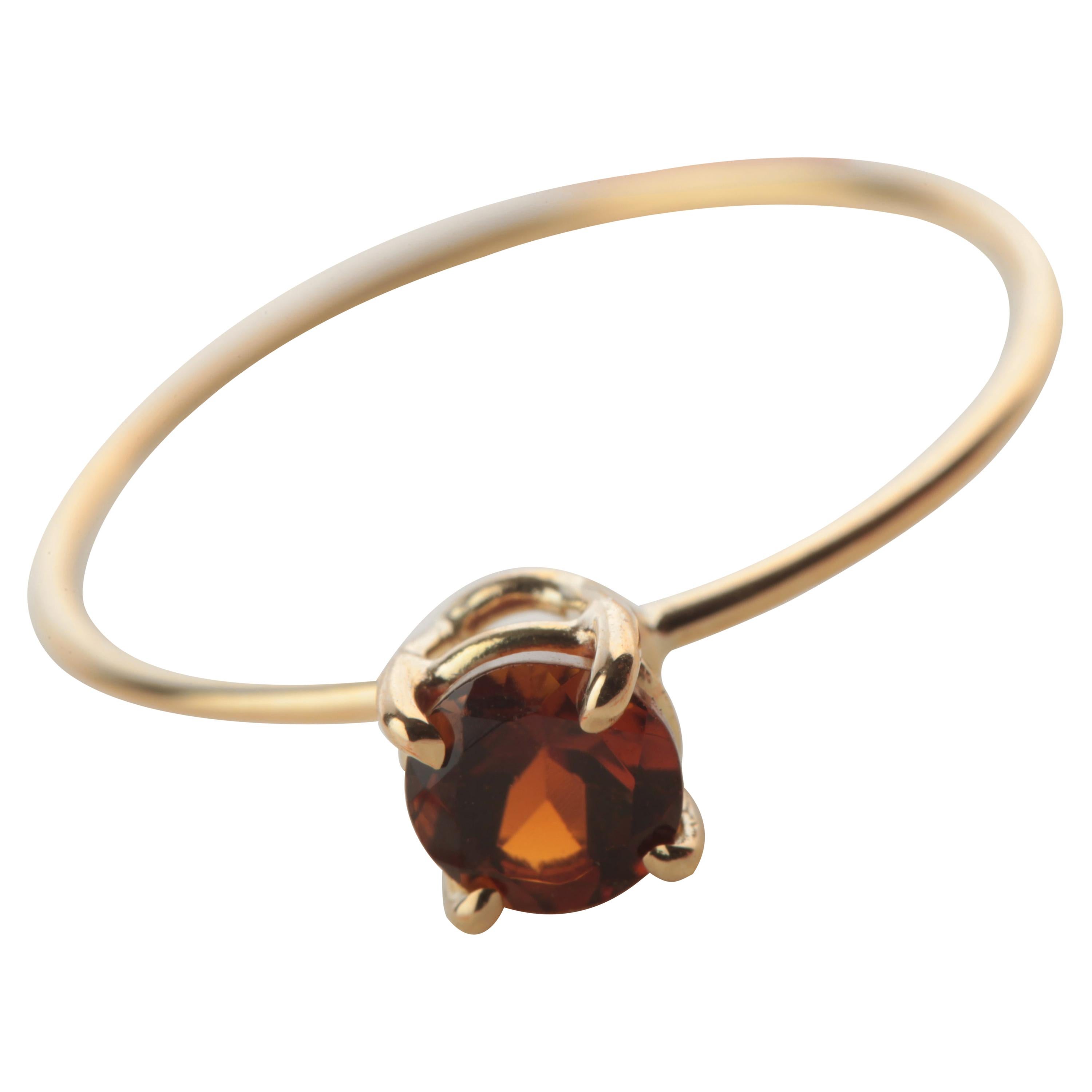 Bague cocktail chic et moderne en or 9 carats avec tourmaline orange, faite à la main