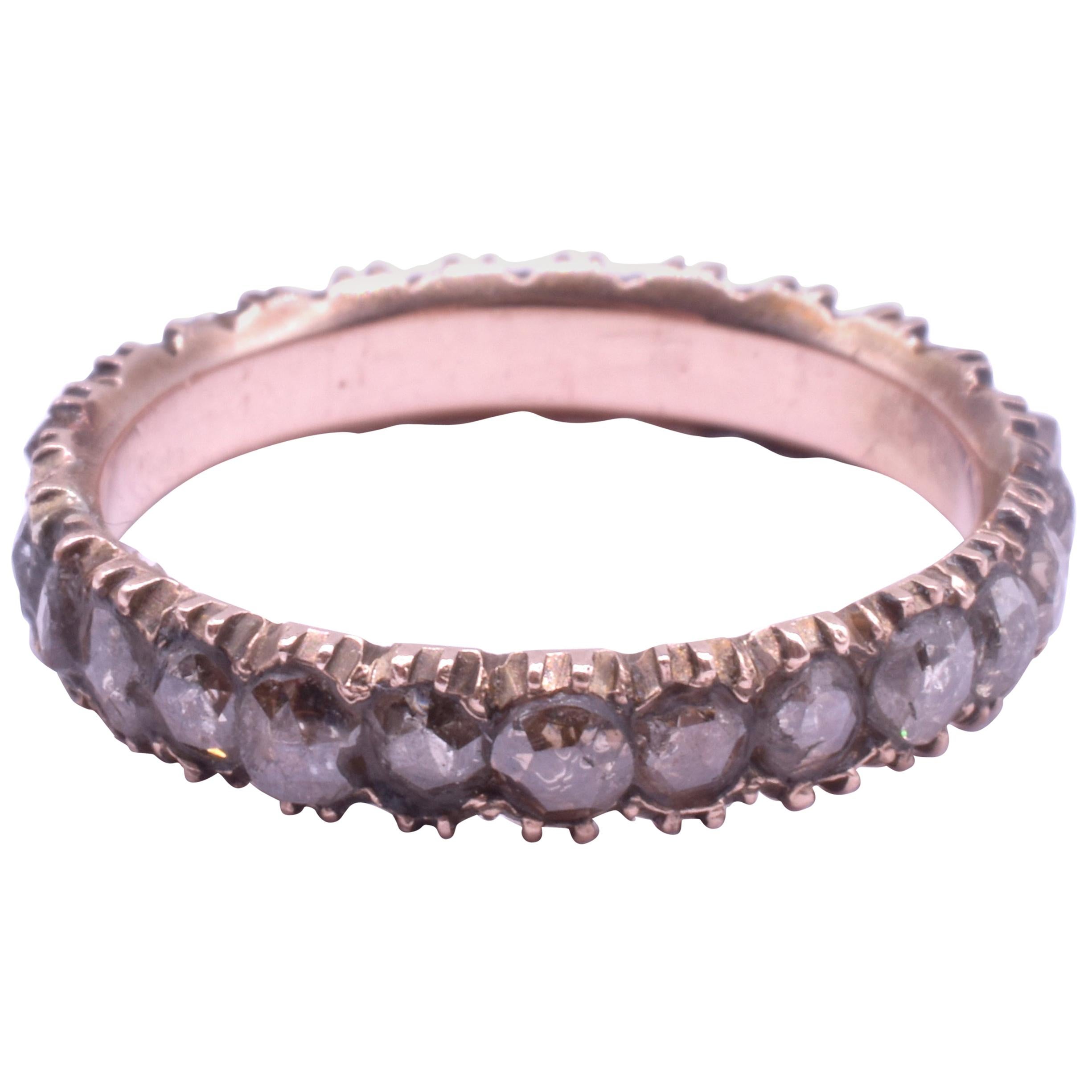 Early Victorian Rose Diamond Eternity Band Ring in 9K, circa 1855