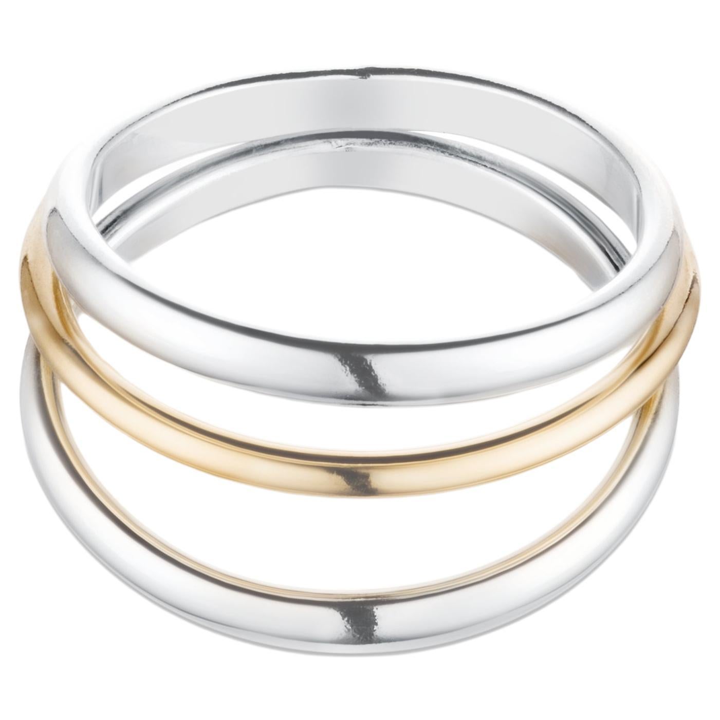 For Sale:  9 Karat Gold Sterling Silver Swivel Band Ring 2