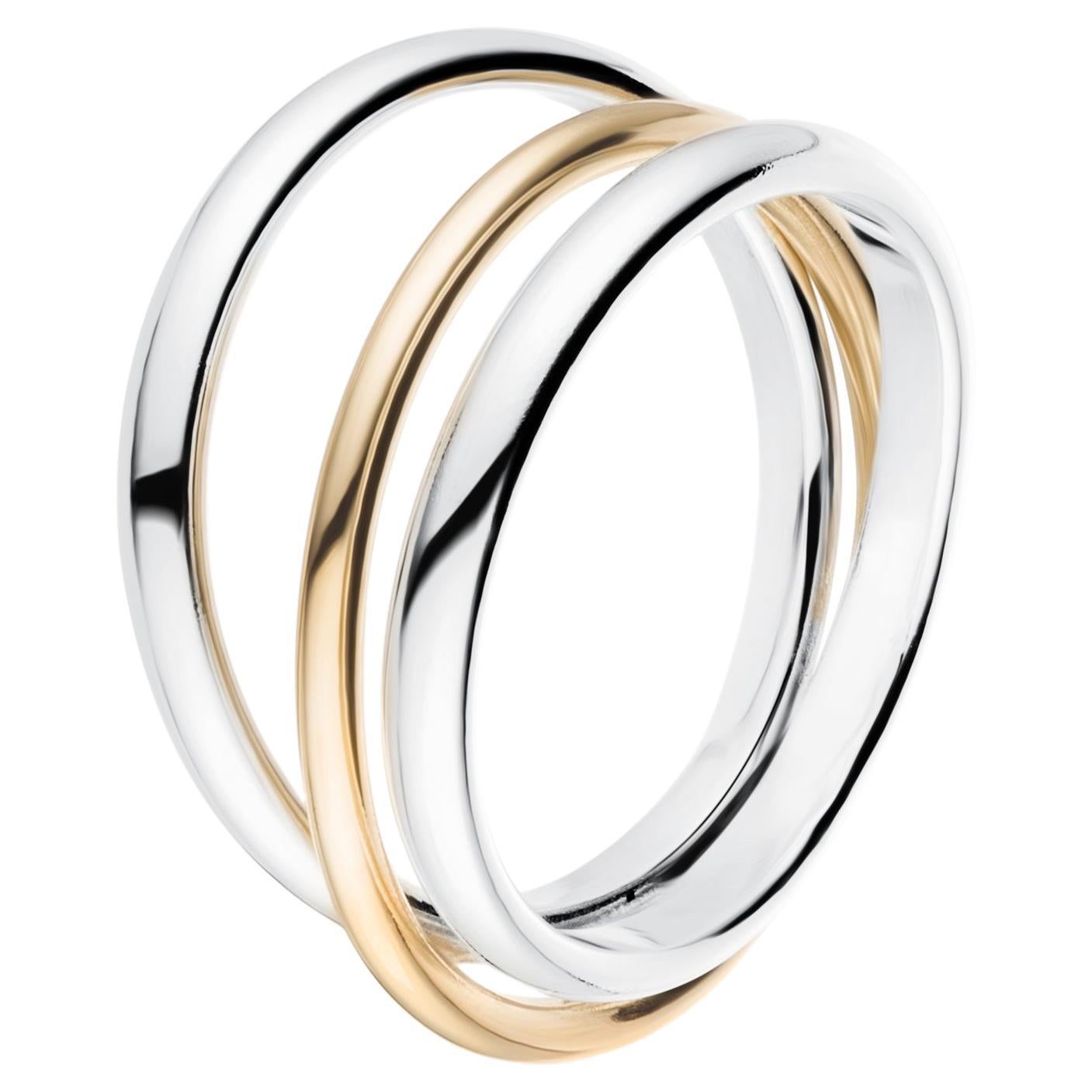 En vente :  Bague à anneau pivotant en or 9 carats et argent sterling