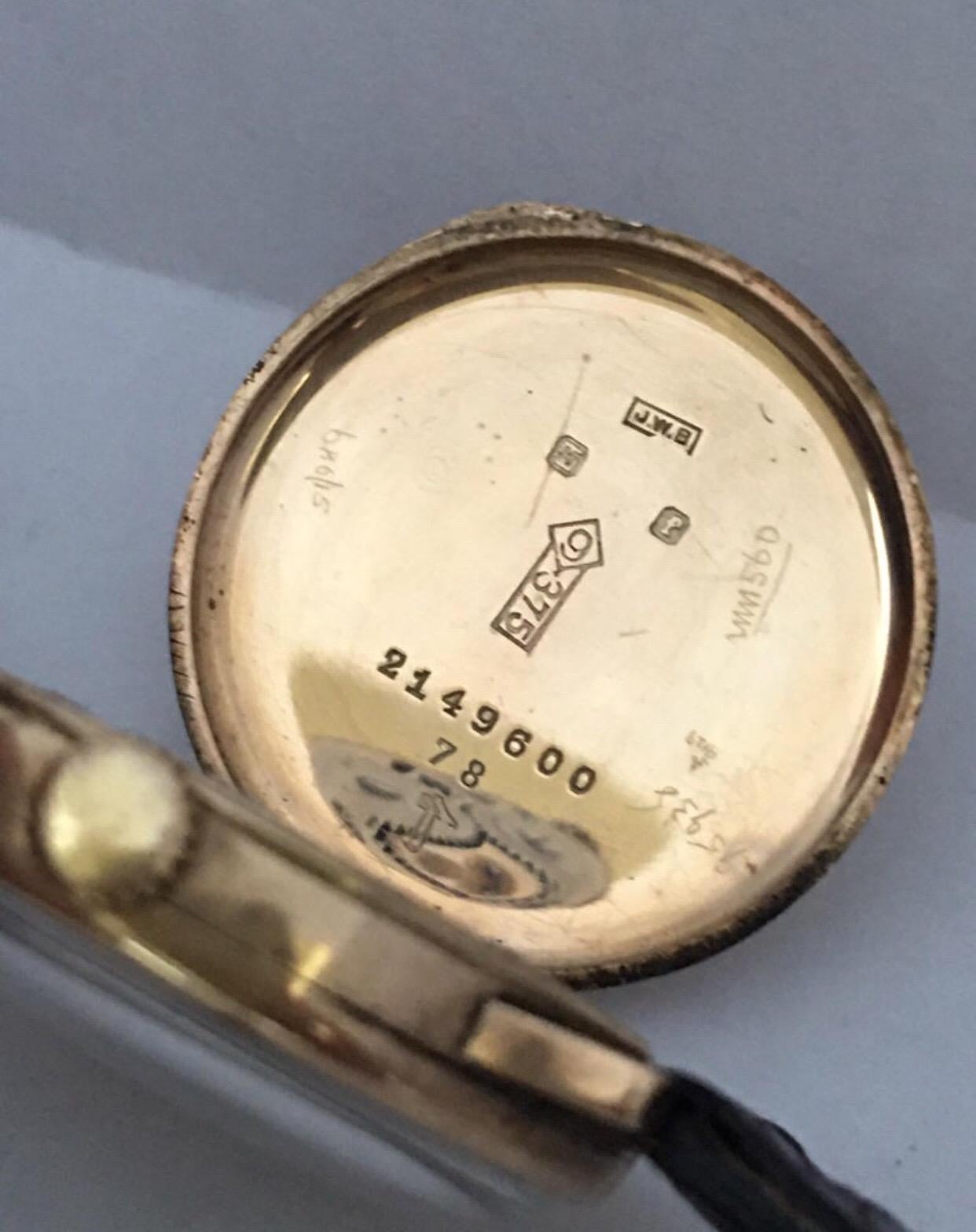 9 Karat Gold Vintage 1930s J. W. Benson London Mechanical Watch For Sale 6