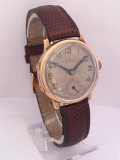 9 Karat Gold Vintage 1930s J. W. Benson London Mechanical Watch