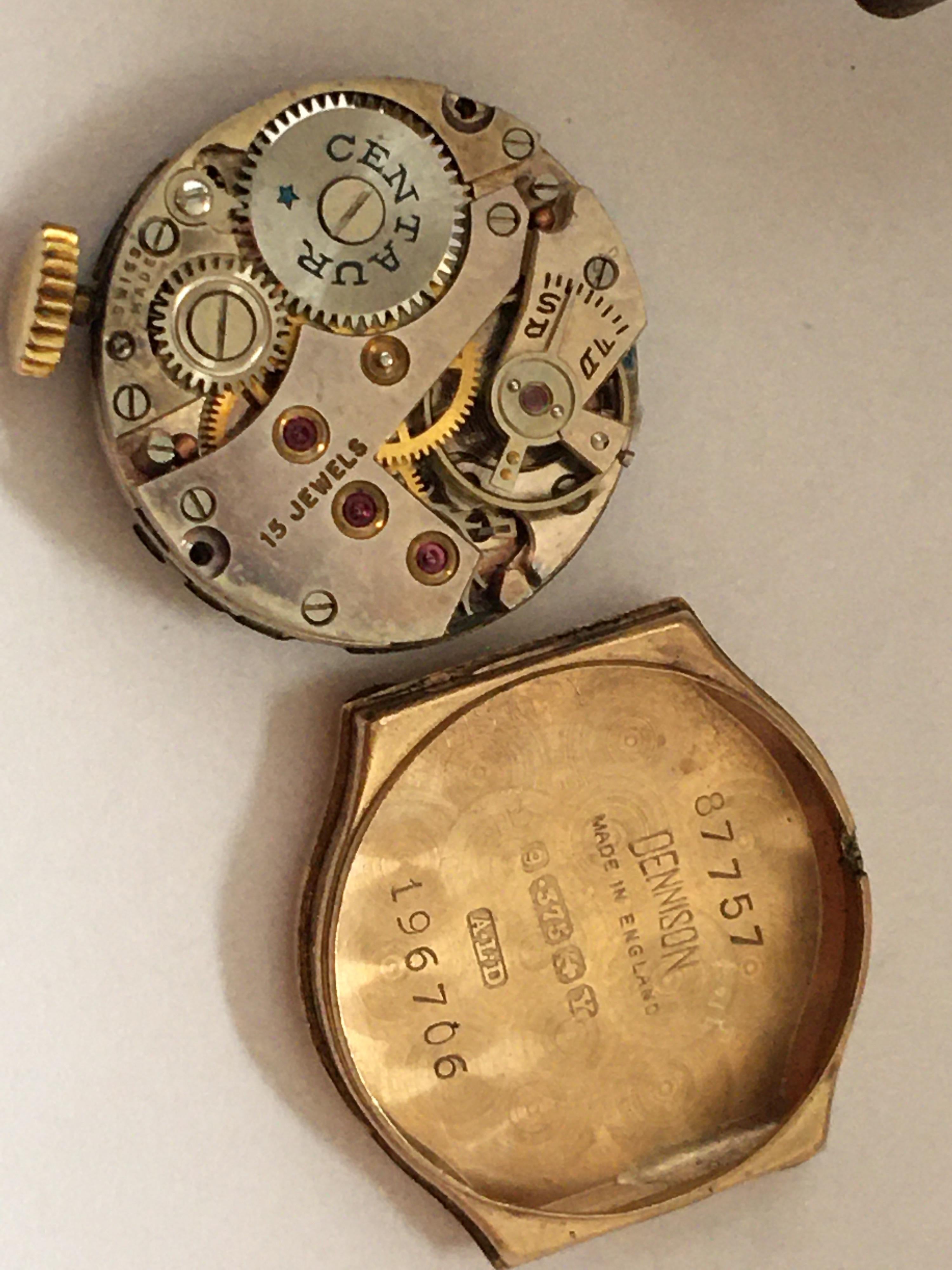 9 Karat Gold Vintage 1940s Mechanical Ladies Watch For Sale 3