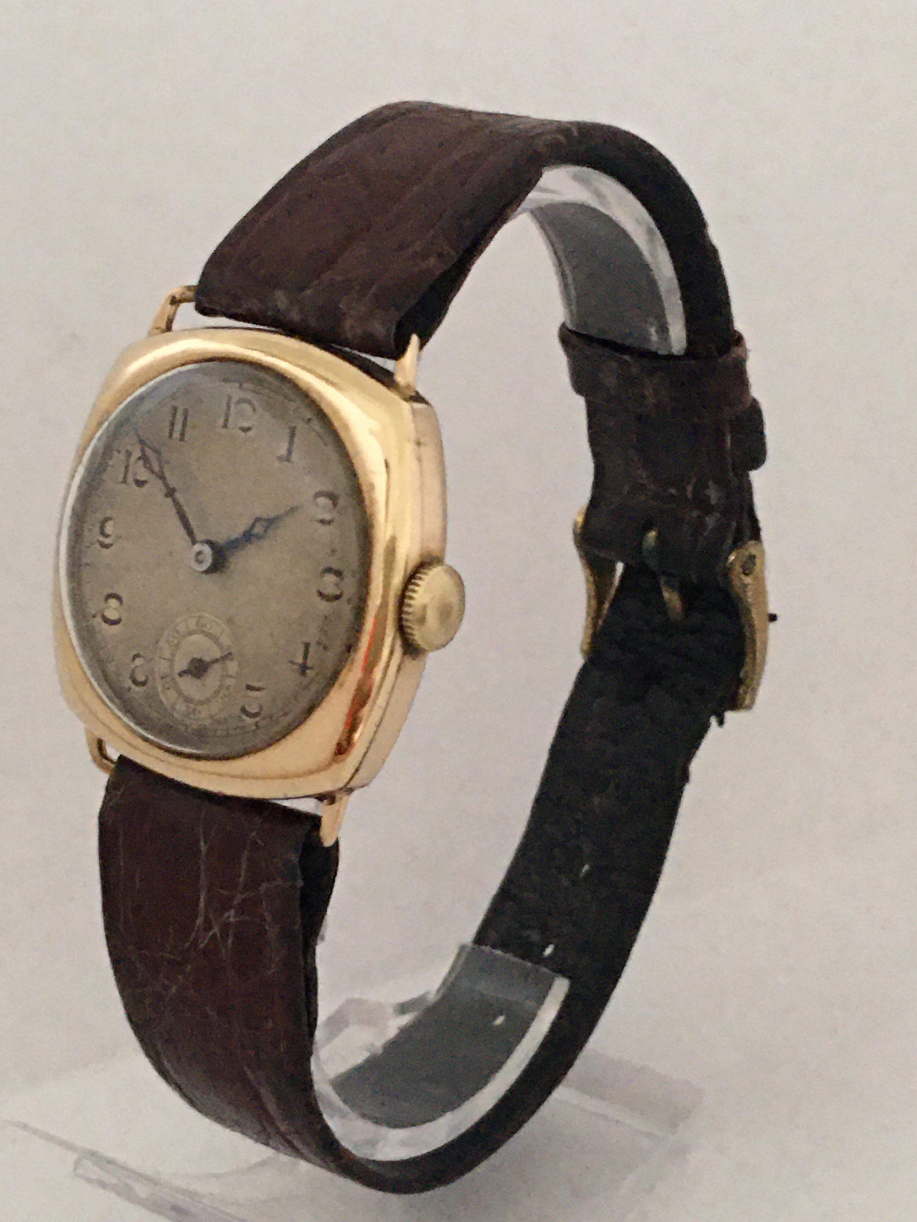 9 Karat Gold Vintage 1950er Bernex Schweizer Uhr mit Handaufzug im Zustand „Gut“ im Angebot in Carlisle, GB