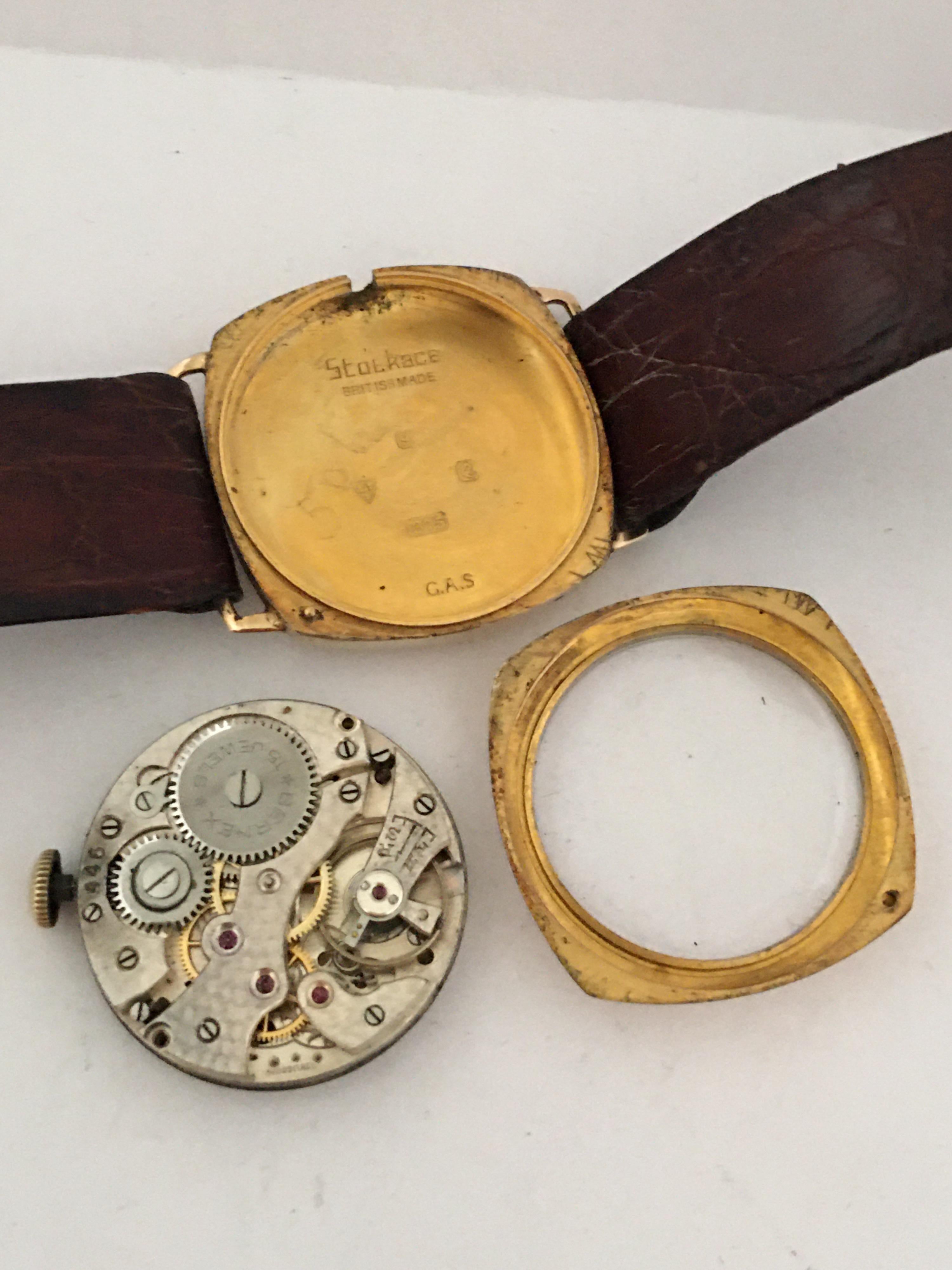 9 Karat Gold Vintage 1950er Bernex Schweizer Uhr mit Handaufzug im Angebot 4