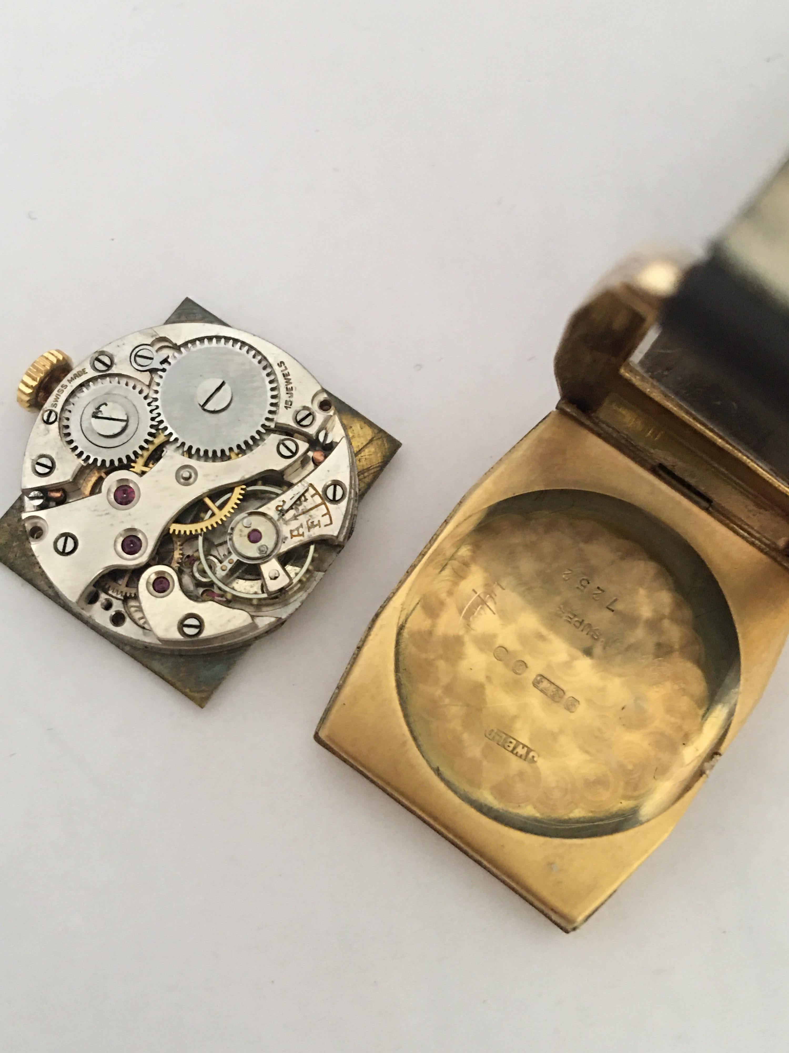 9 Karat Gold Vintage J. W. Benson London Mechanical Watch For Sale 8