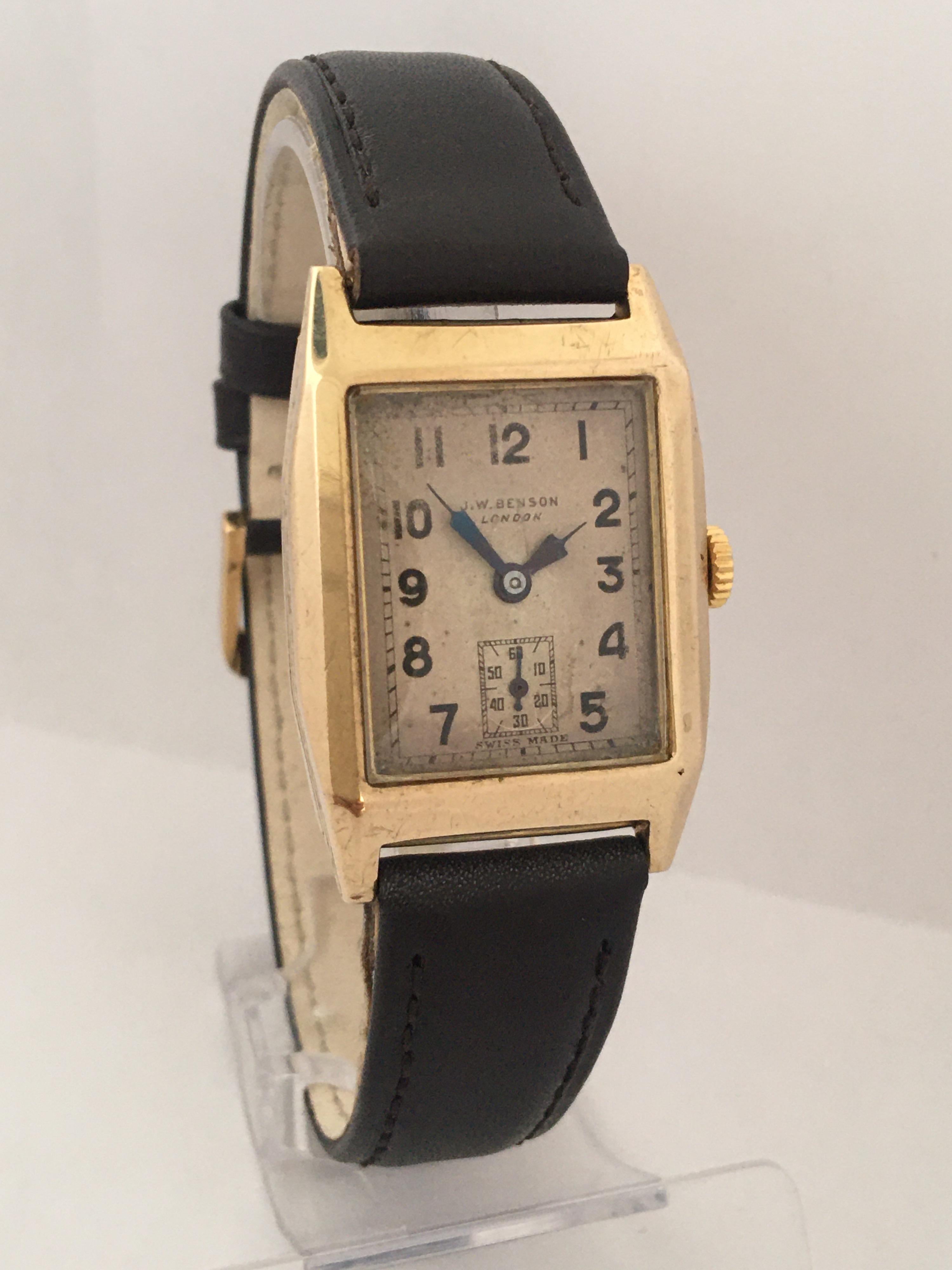 9 Karat Gold Vintage J. W. Benson London Mechanical Watch For Sale 12