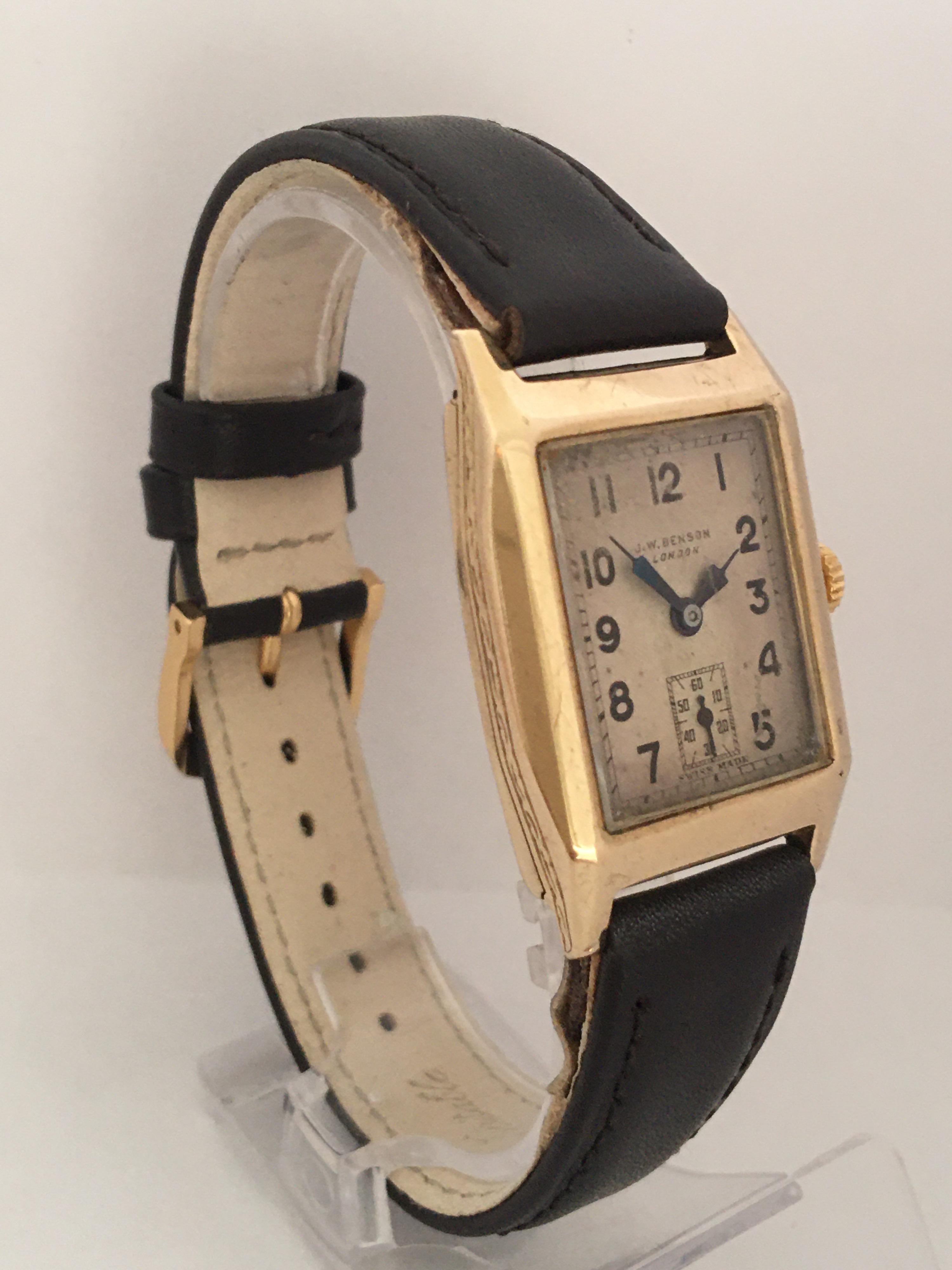 9 Karat Gold Vintage J. W. Benson London Mechanical Watch For Sale 13