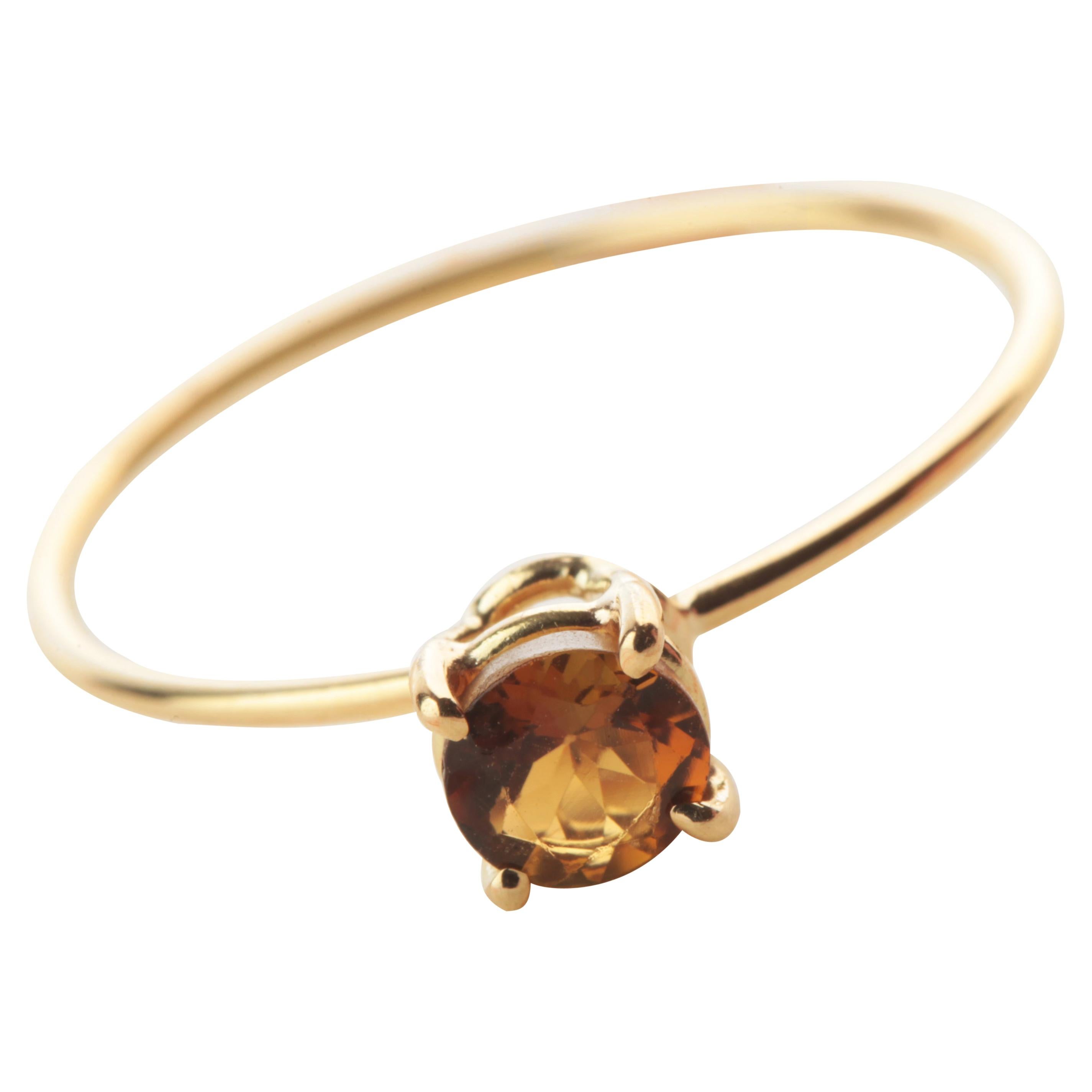 Bague en or 9 carats avec tourmaline jaune Bague de cocktail chic et moderne faite à la main
