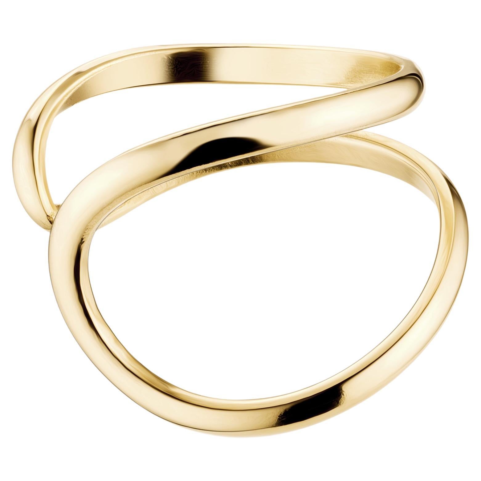 9 Karat Modern Statement Wave Ring