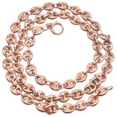 9 Karat Nautical Link Necklace with Anchor Chain, circa 1900