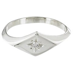 9 Karat Recycled White Gold Diamond Signet Ring
