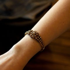 9 Karat Rose Gold and Rose Cut Diamond Hinged Bangle