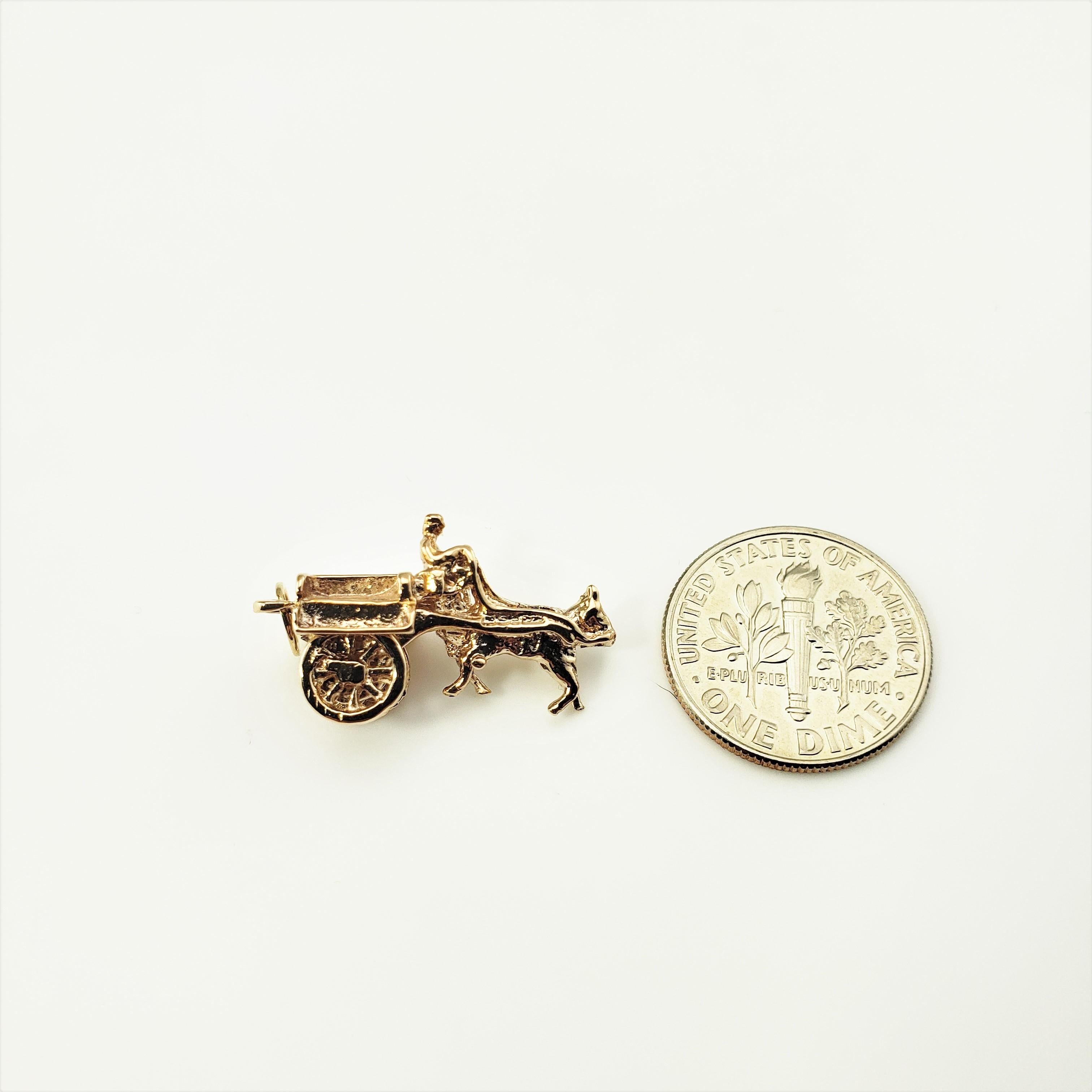 9 Karat Rose Gold Donkey and Cart Charm For Sale 1