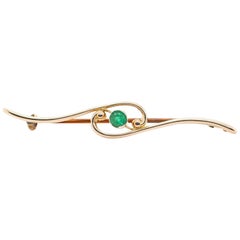 9 Karat Rose Gold Emerald Brooch