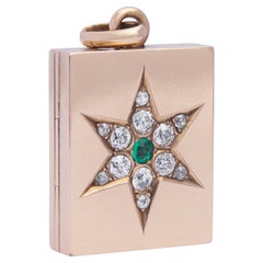 9 Karat Rose Gold, Emerald & Diamond Locket