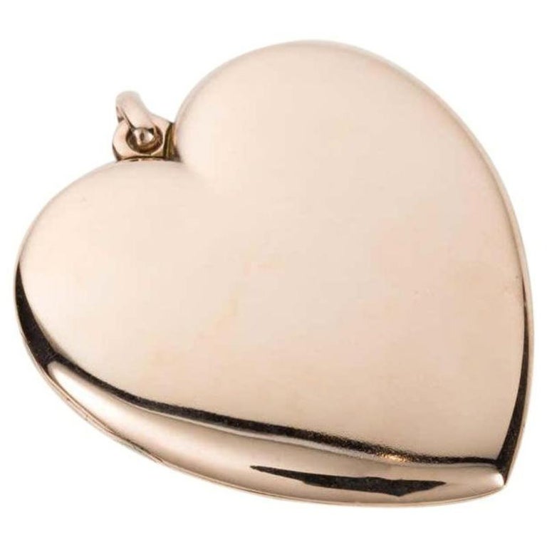 9 Karat Rose Gold Heart Shaped Crescent and Star Locket at 1stDibs