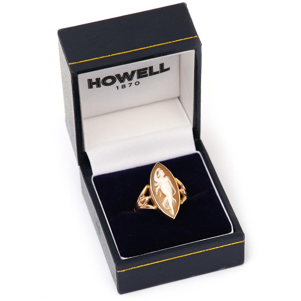 9 Karat Rose Gold Navette Cameo Ring Depicting Venus, Circa Early 20th Century 6