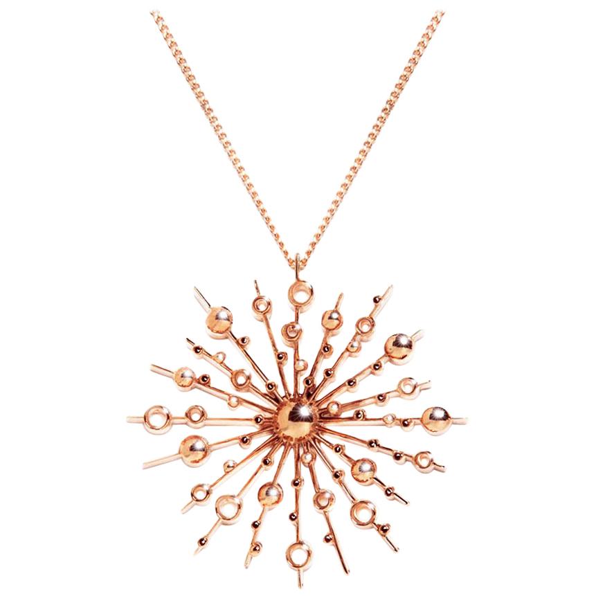 9 Karat Rose Gold Soleil Pendant Chain Necklace Natalie Barney For Sale