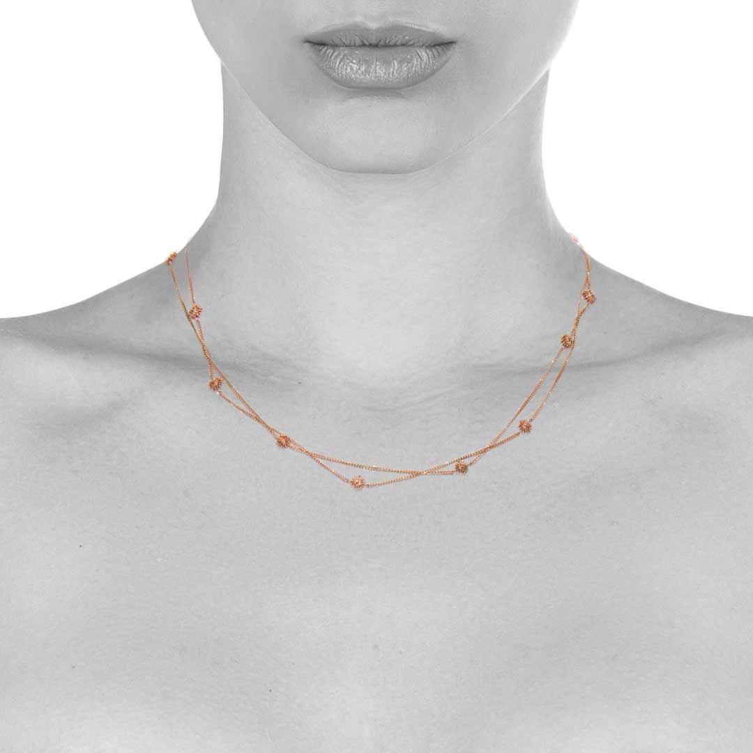 The ‘Soleil’ Sautoir Necklace is a perfect piece for everyday wear and can be worn as a long necklace or doubled for a layered look. This necklace has a length of 85cm.

Made in 9 Karat rose gold.  Please request the video for an even closer view of