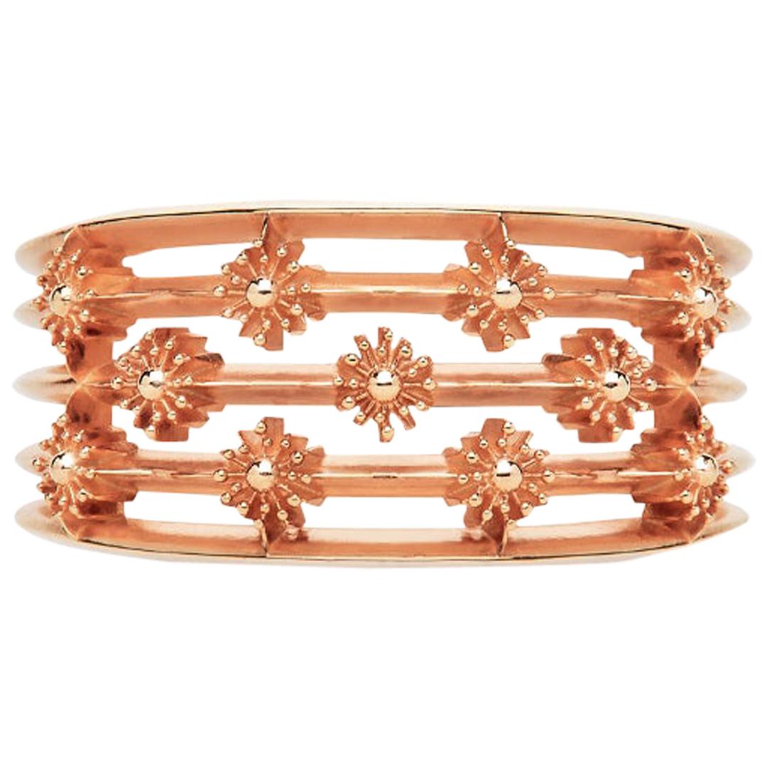 9 Karat Rose Gold Soleil Wide Cocktail Ring Natalie Barney For Sale