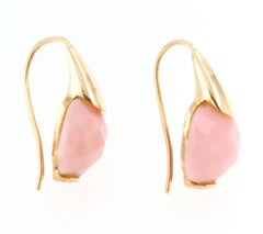 9 Karat Rose Gold with Pink Stones Fashion Earrings