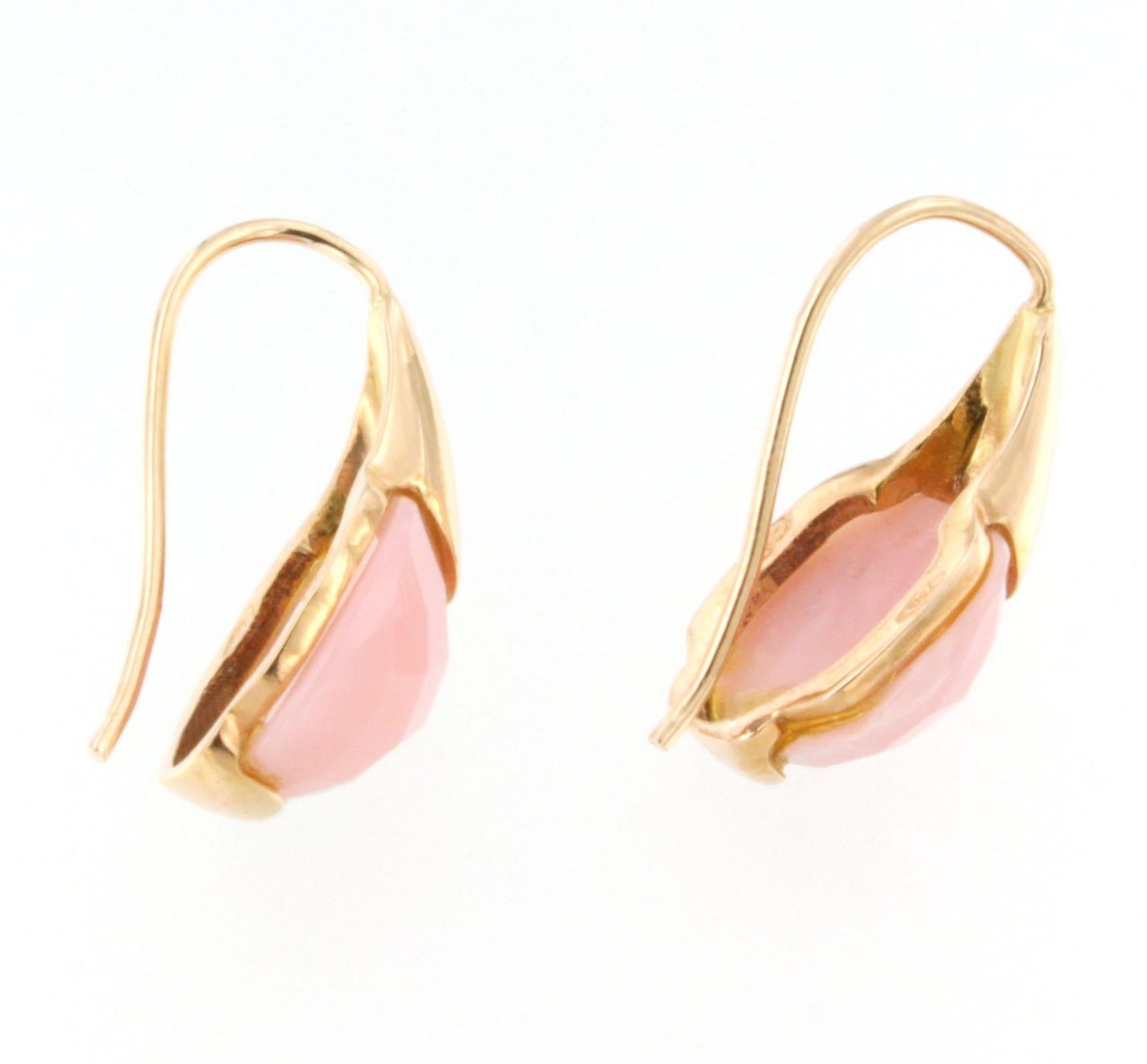 9 Karat Rose Gold with Pink Stones Fashion Earrings In New Condition For Sale In GALLARATE, IT